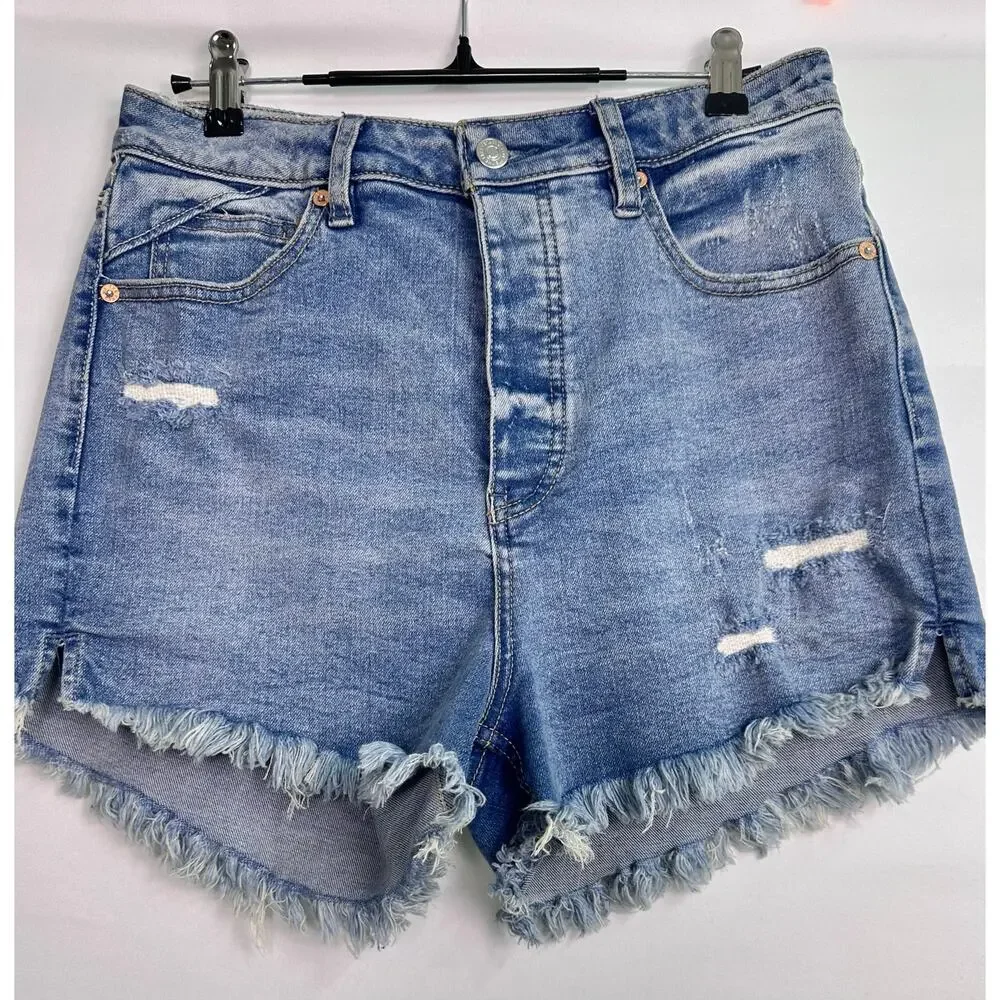 NWOT Free People We The Free Crvy High Rise Denim Shorts Size 28 Distressed - Picture 2 of 9